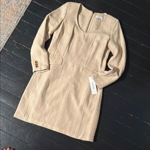 Calvin Klein Cream Long Sleeve Dress